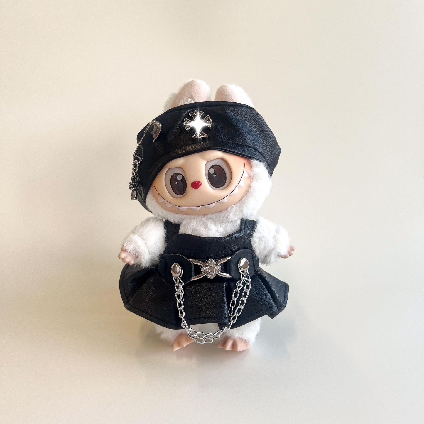 Labubu Black Leather Fashion Dress Outfit Set (2 Items)