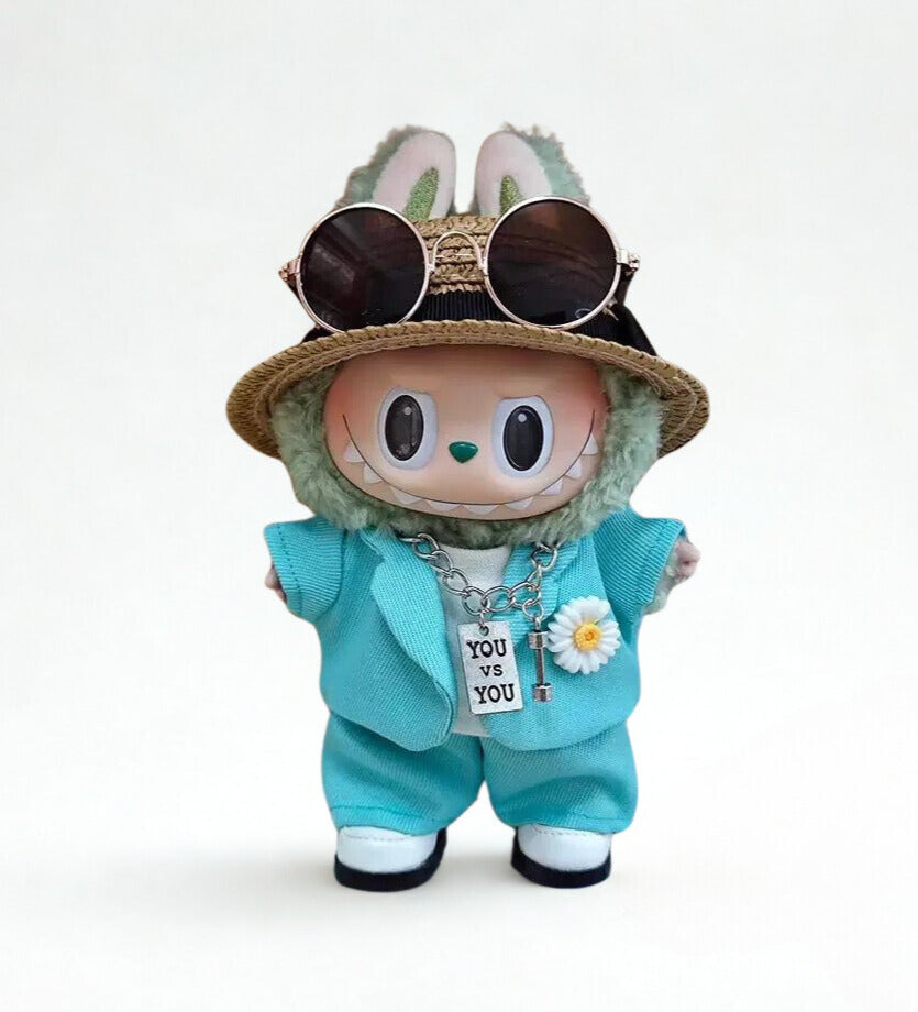 Labubu Light Blue Gentleman Fashion Set - G-Dragon Inspired Collection (7 items)