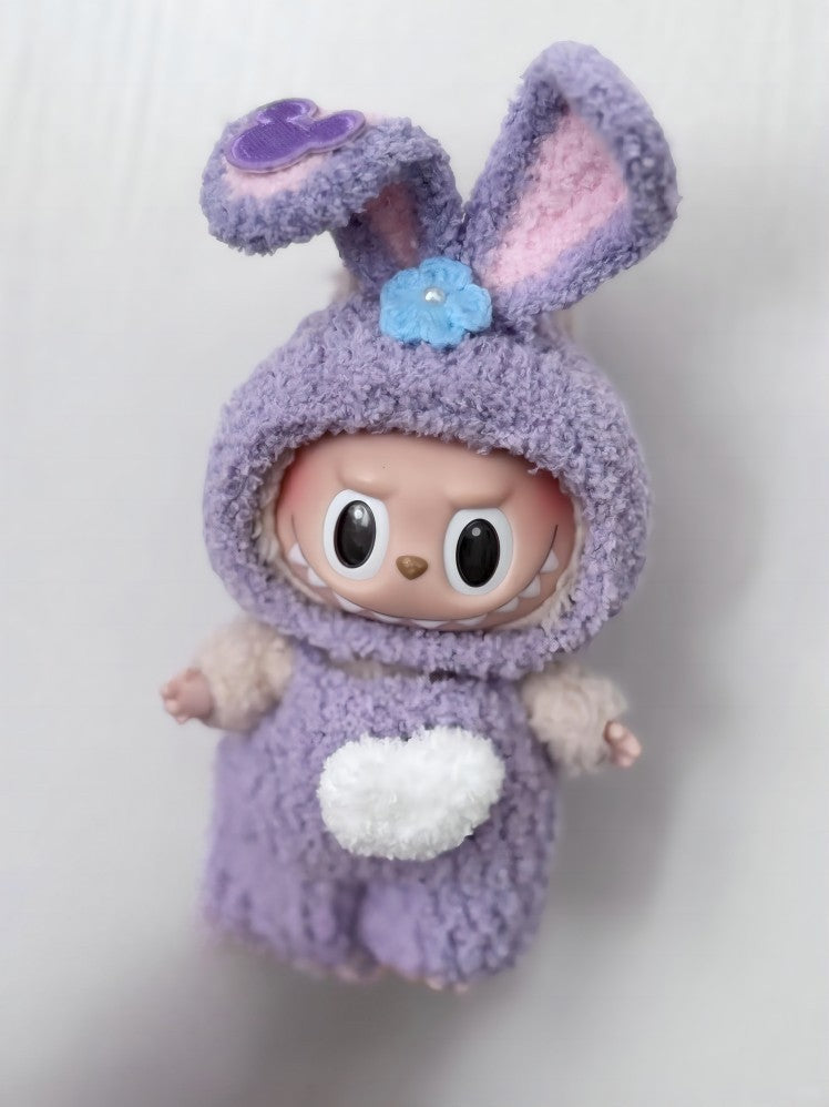 Labubu Bunny Hoodie Outfit Set - Purple with Pink Ears & Fluffy Tail