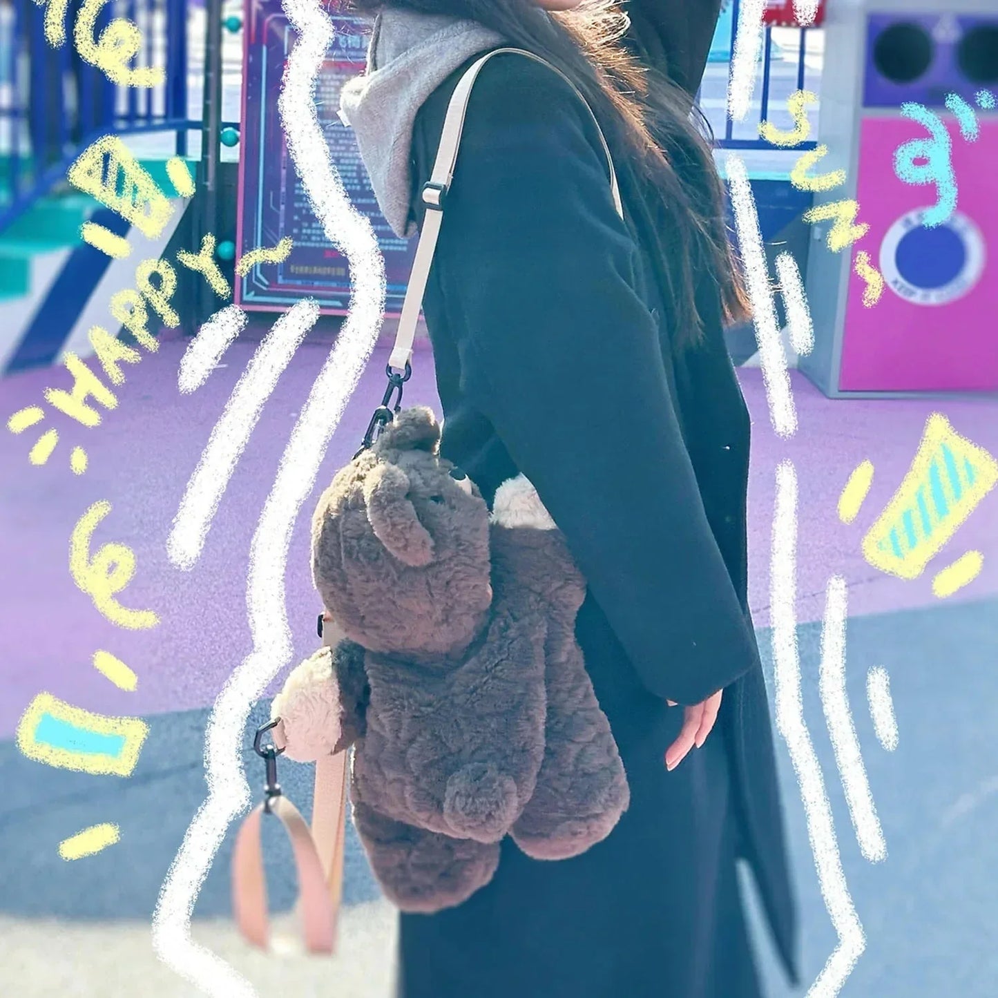 Baby Three Little Bear Hugs Plush School Bag