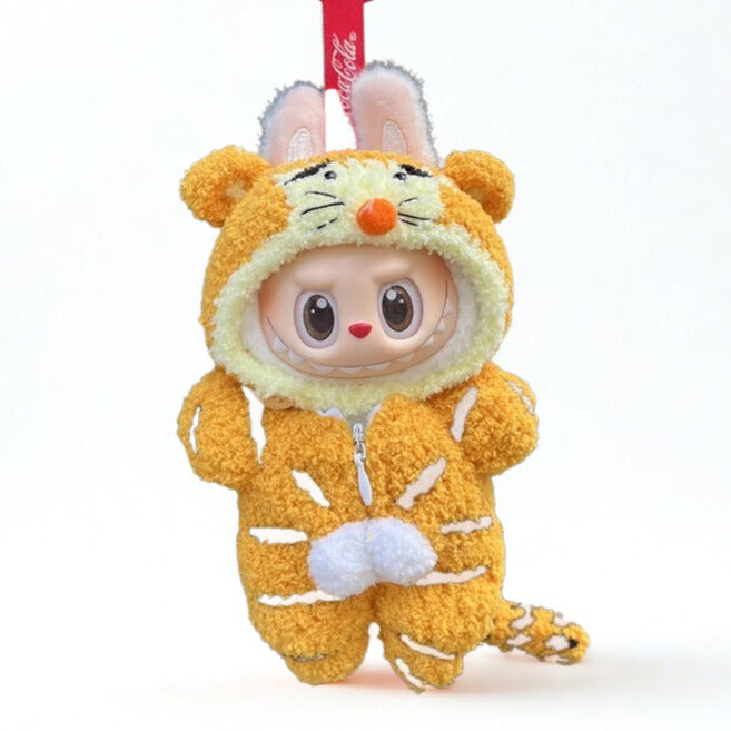 Labubu Tiger Plush Outfit – Orange & White with Striped Tail