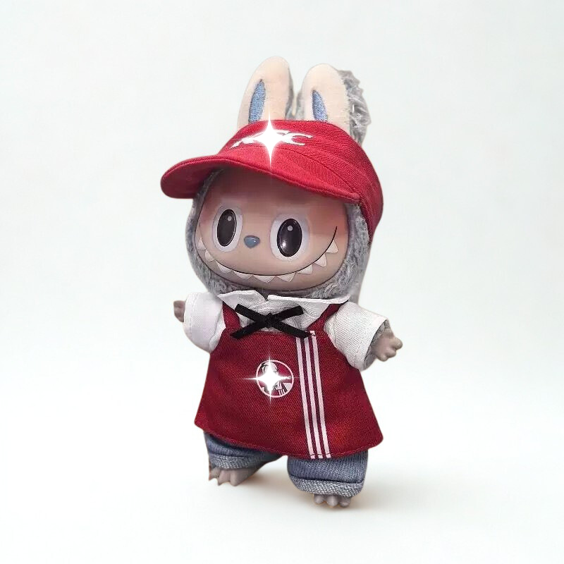 Labubu Fast‑Food Worker Outfit – Red Uniform Set