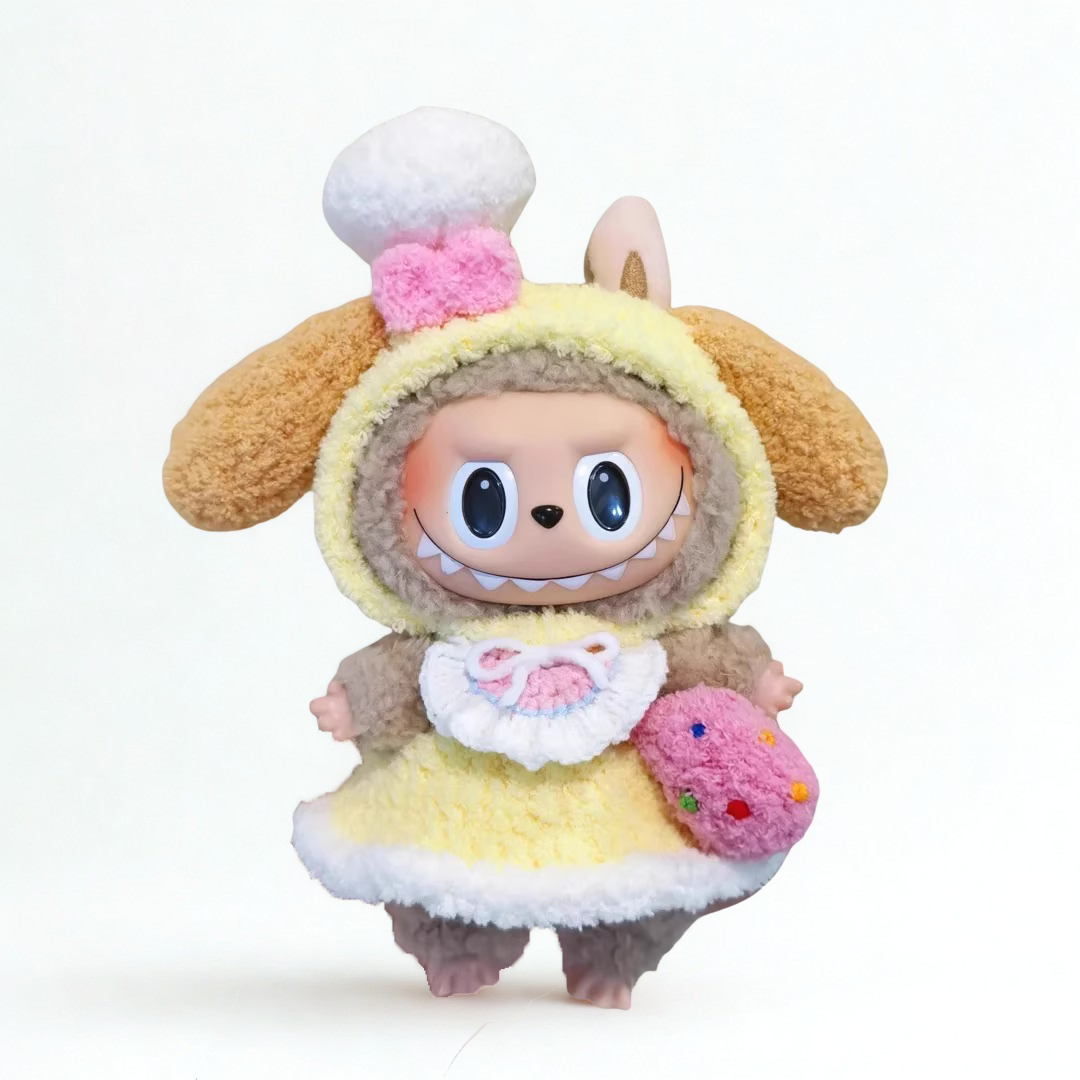 Labubu Pastry Pup Chef Outfit Set – Yellow Dress & Pink Sprinkle Bag
