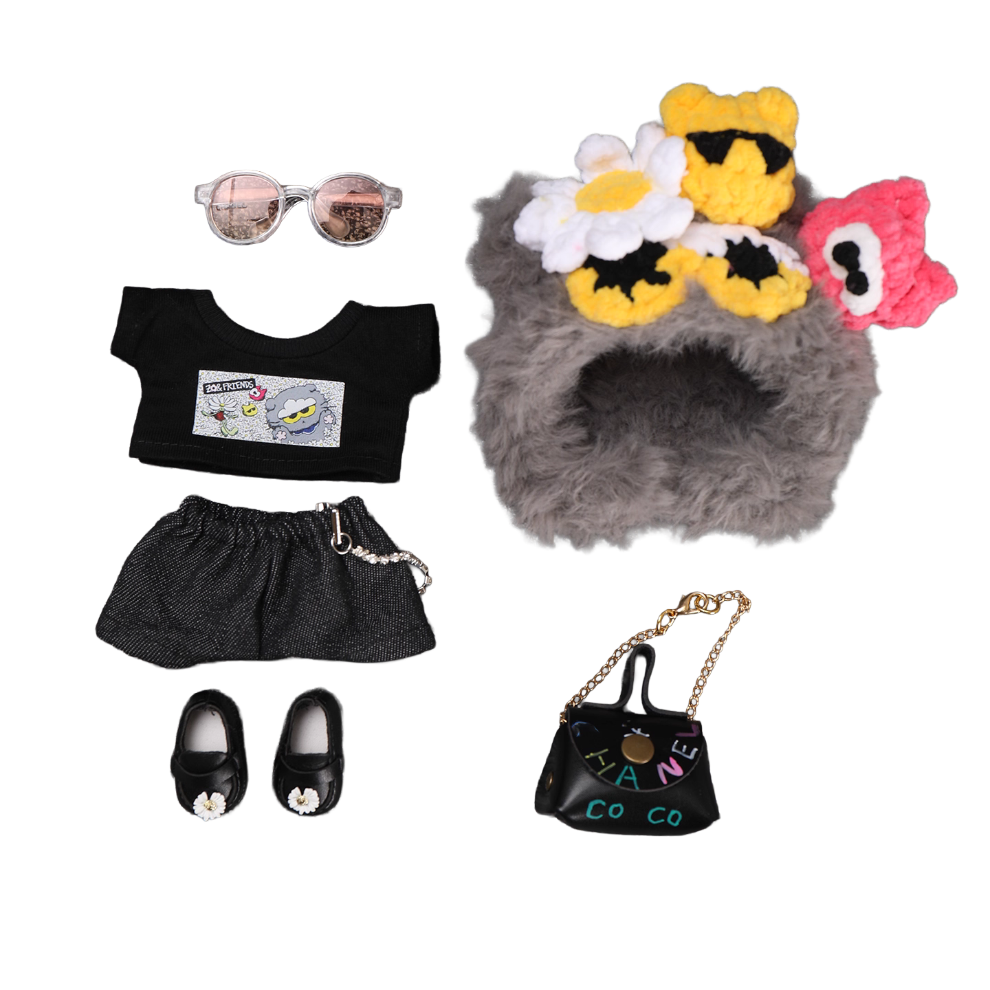 Labubu ZOA Cat Head Streetwear Look Set – G‑Dragon Inspired Collection (6 Items)