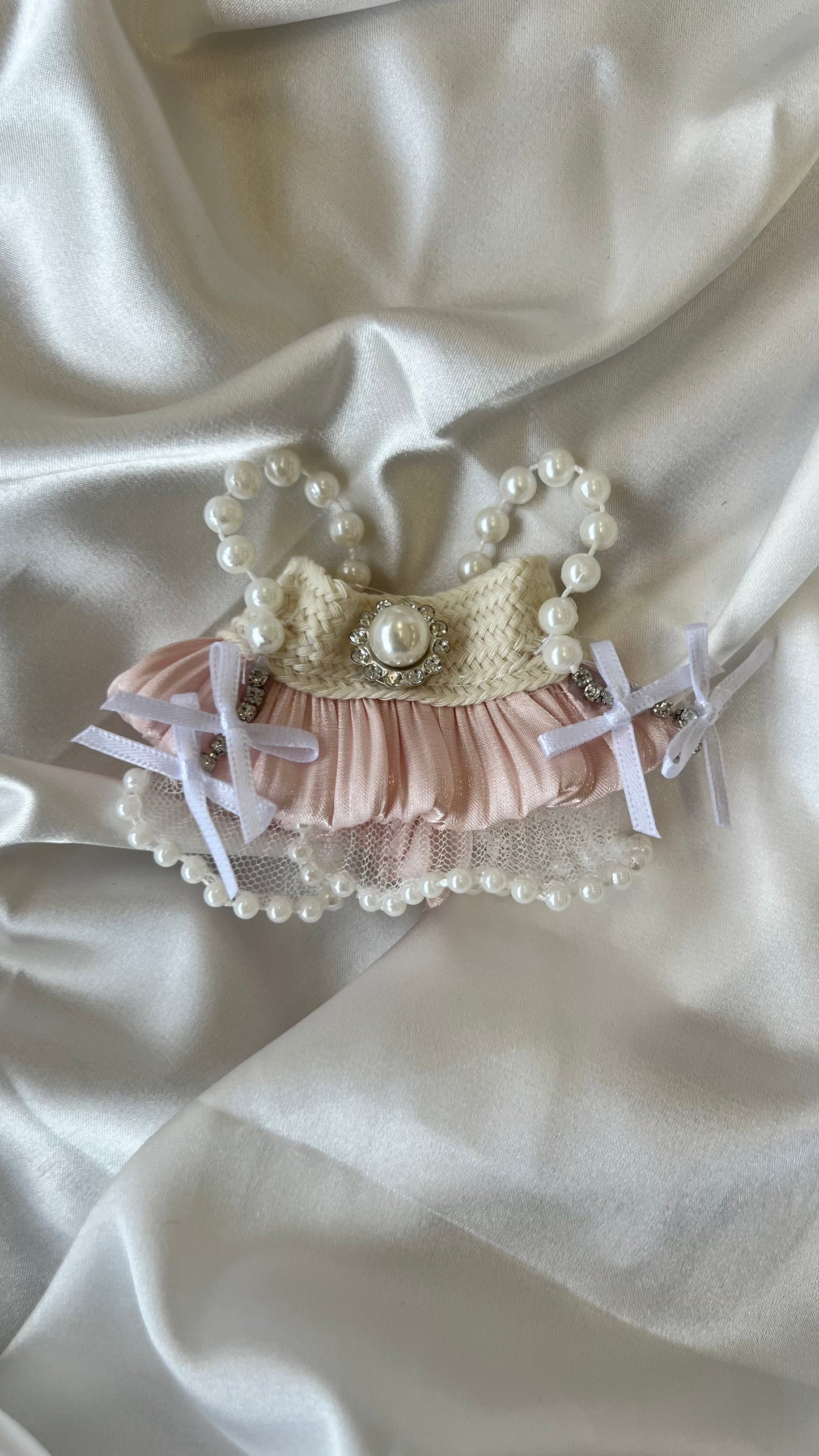 Labubu Elegant Pearl Tutu Set with Bow Headband