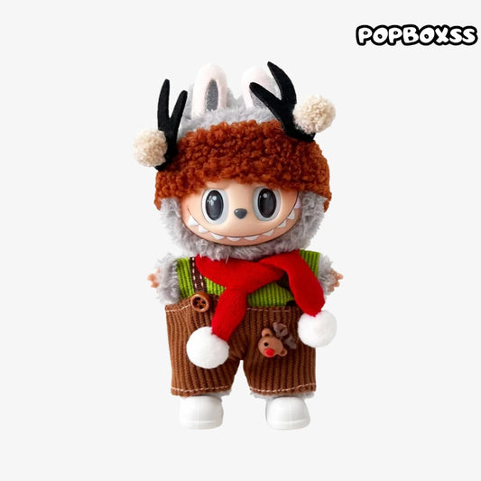 clothes Toy Outfit - Antler hat + green top + red scarf + suspenders + White Shoes