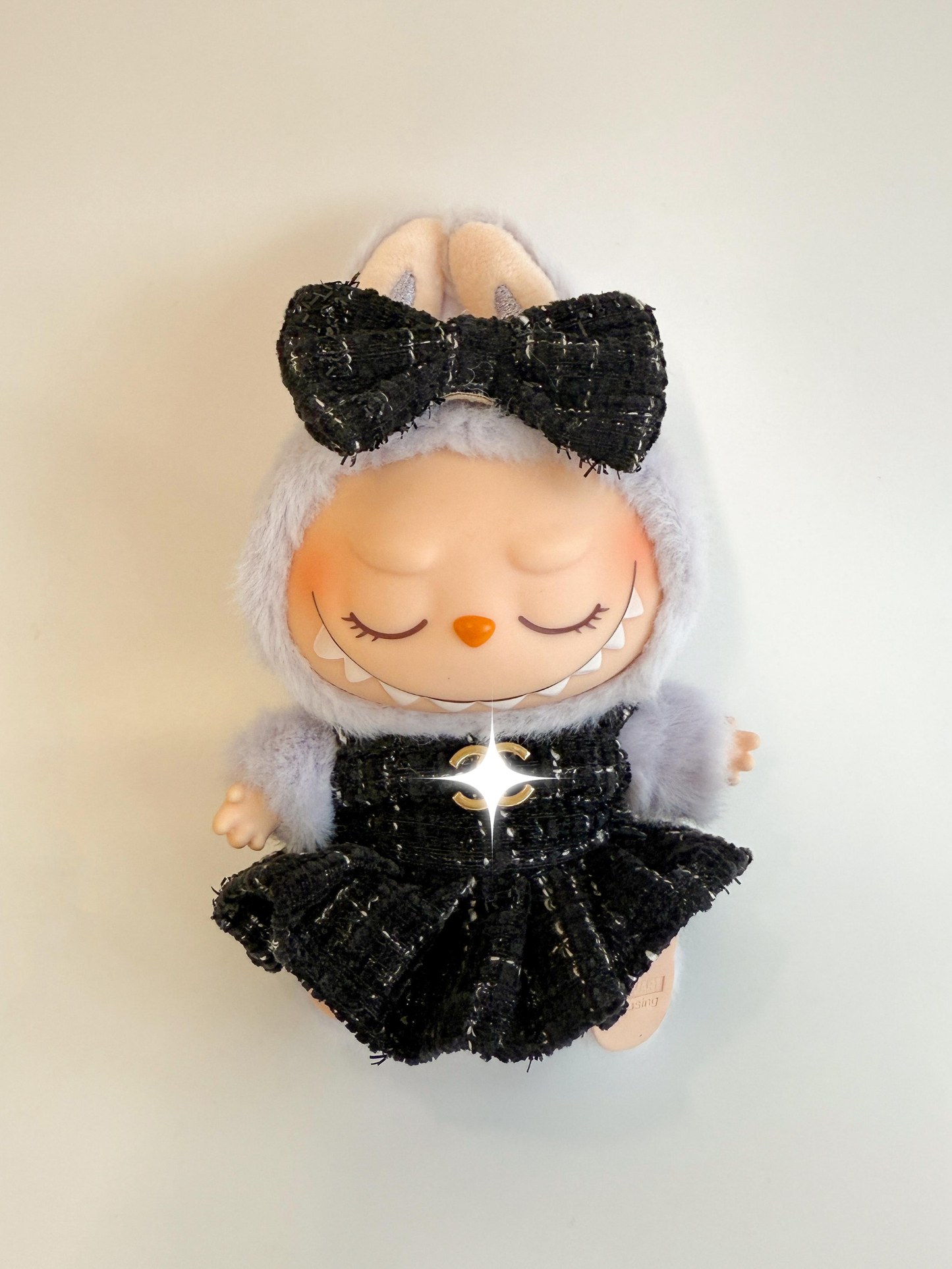 Labubu Haute Couture Black Tweed Dress Set