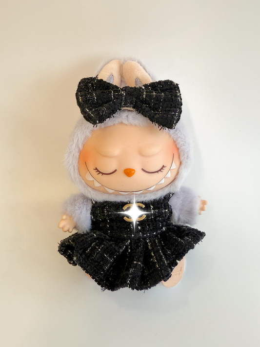 Labubu Haute Couture Black Tweed Dress Set