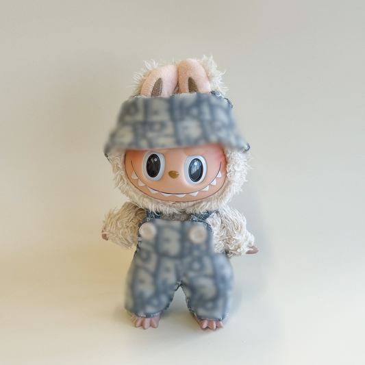 Labubu Luxe Light Grey Denim Set – Monogram Edition