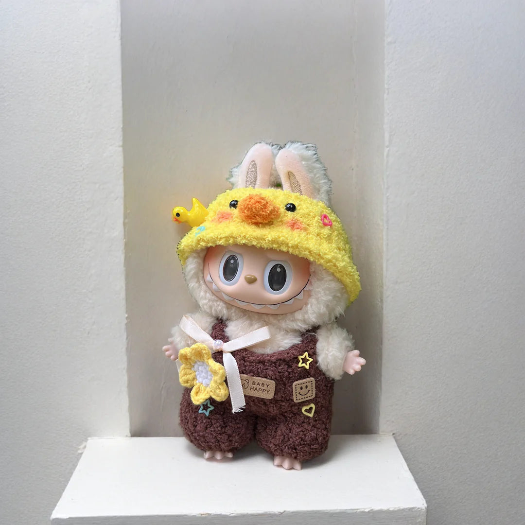 Labubu Adventure Outfit Set - Brown Costume & Yellow Hat