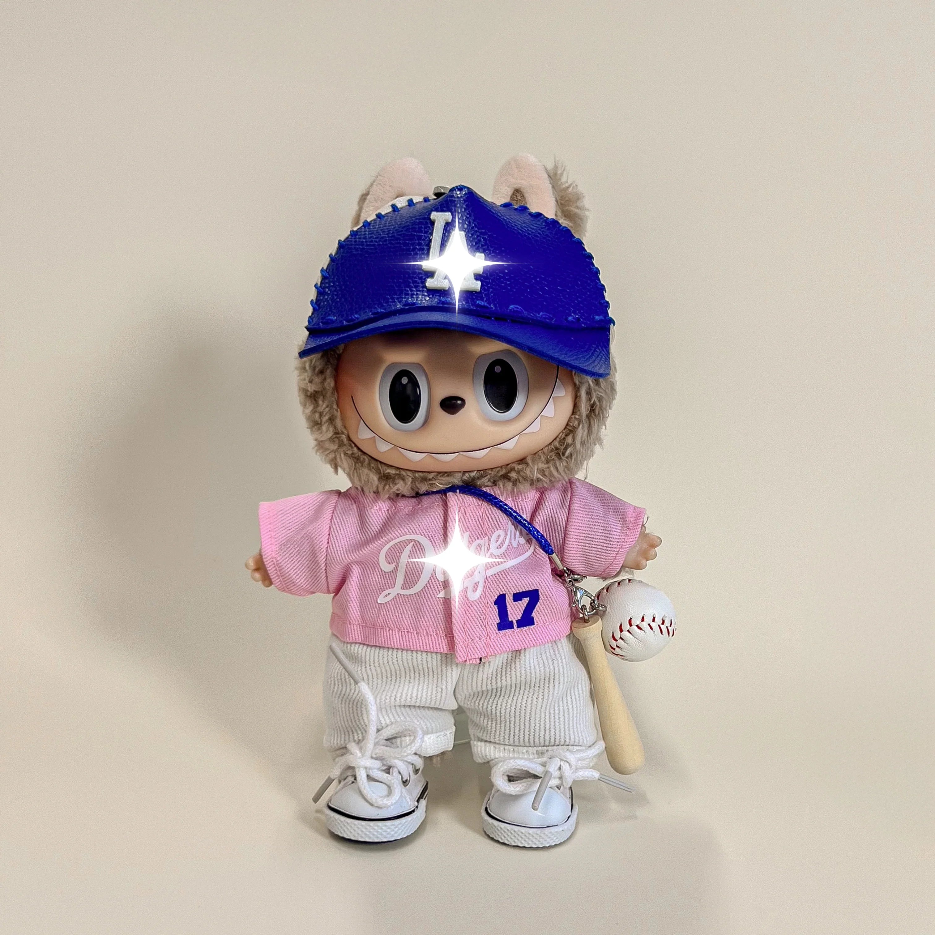 Labubu Baseball Outfit Set – Pink & Blue Sports Edition
