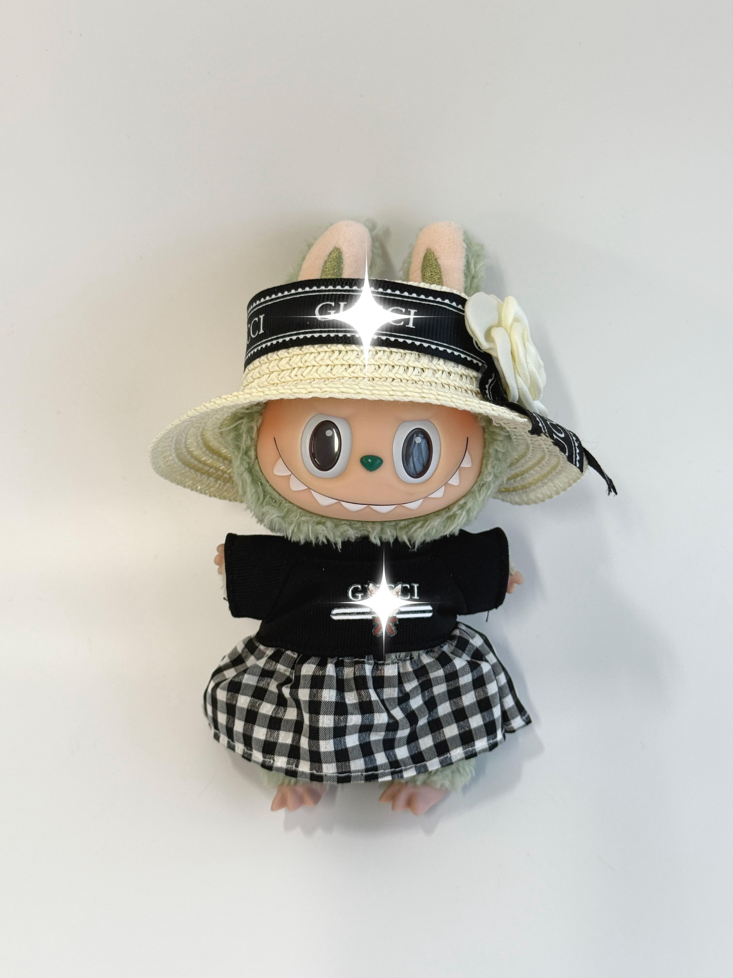 Labubu Garden Chic Outfit Set with Straw Hat