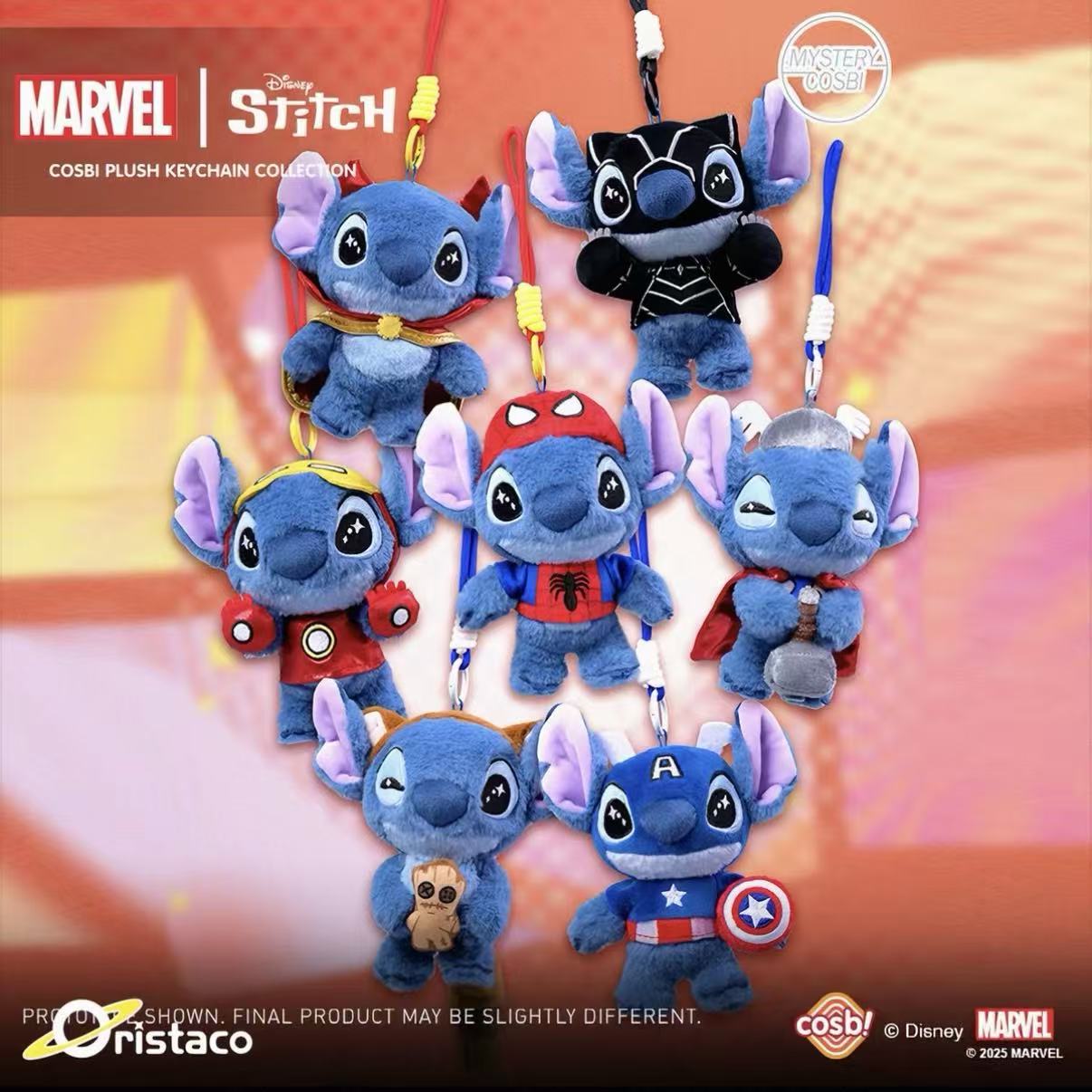 HOT TOYSP COSBI MARVEL X Stitch Vinyl plush pendant blind box