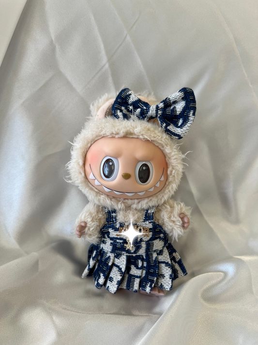 Labubu Navy & White Tweed Dress Set with Bow