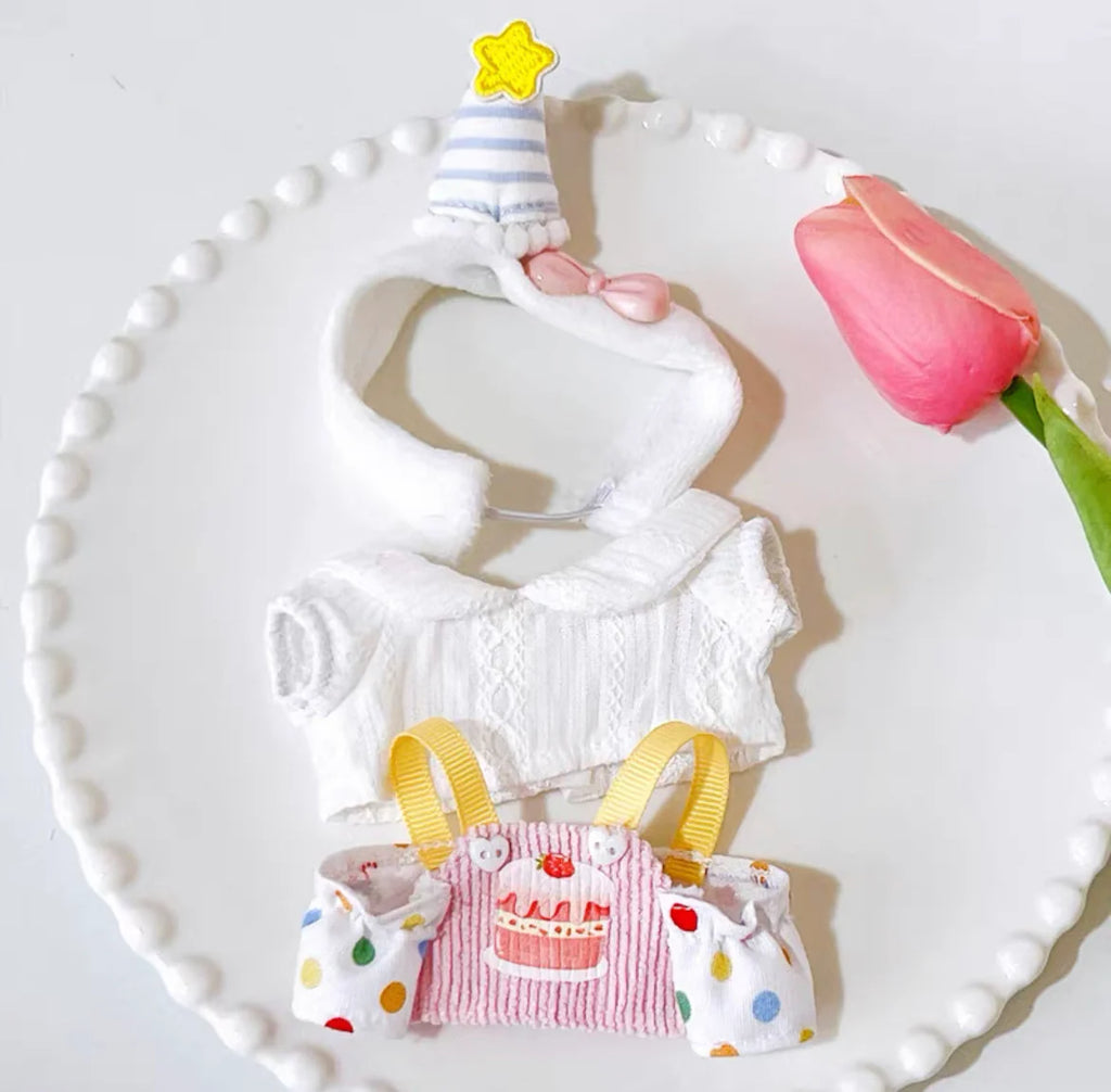 labubu baby clothes 10cm17cm sitting party first generation second generation labubu clothes suit butter cookies(No Dolls)