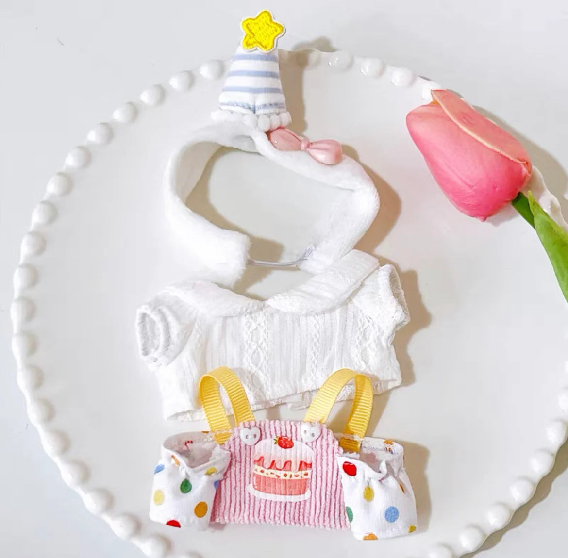 labubu baby clothes 10cm17cm sitting party first generation second generation labubu clothes suit butter cookies(No Dolls)