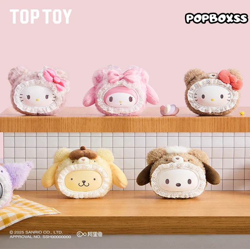 TOP TOY SANRIO Fluffy Teddy Bear Plush Keychain Gift Blind Box