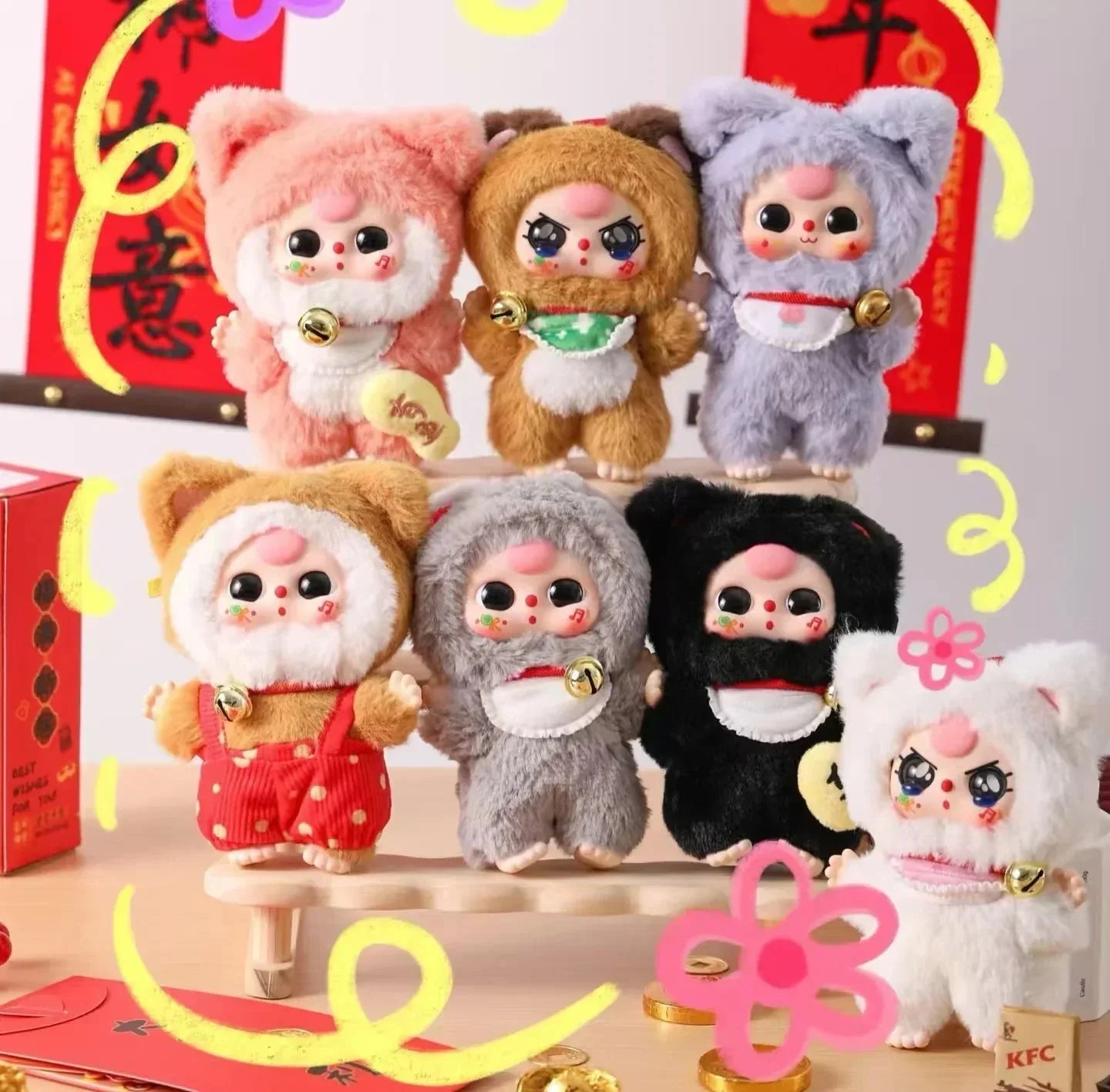 Baby Three Billionaires Cat Series Plush Dolls. Blind Box