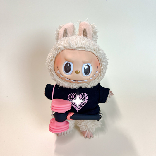 Labubu Concert Outfit Set – Black Heart Tee with Mini Fan Lightstick (2 Items)