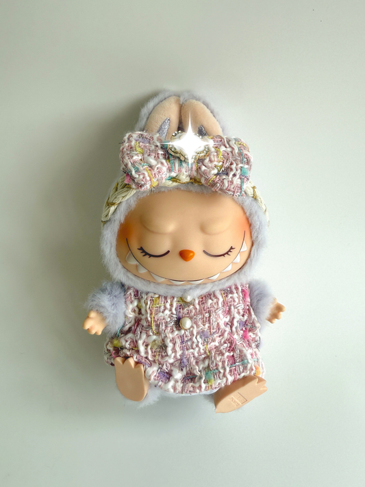 Labubu Pastel Tweed Dress & Bow Set