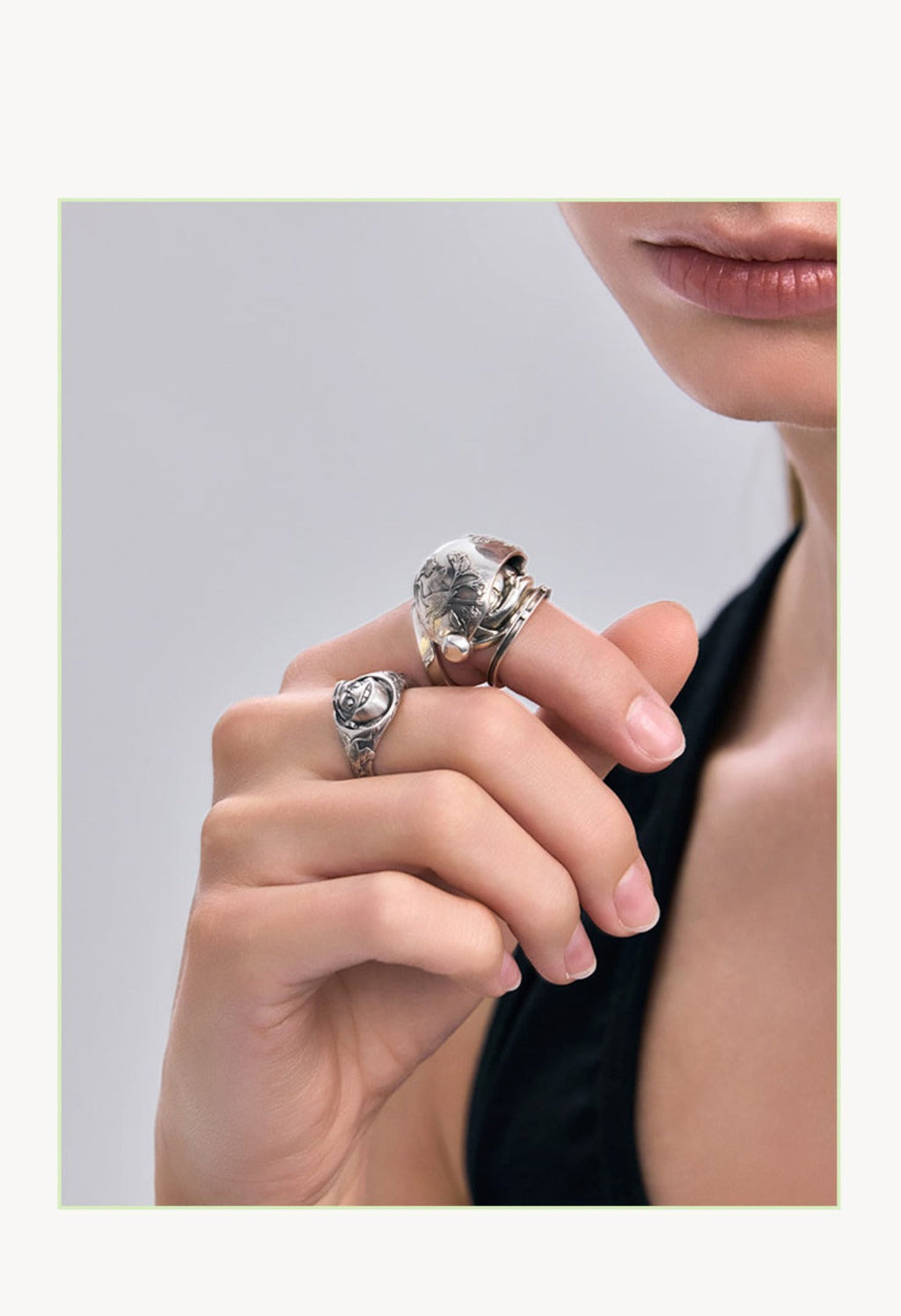 POPOP Jewelry Space Molly Vintage Silver Knuckle ring & Necklace