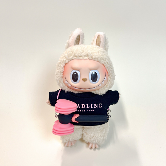 Labubu Concert Outfit Set – Black Tour Tee with Mini Fan Lightstick (2 Items)