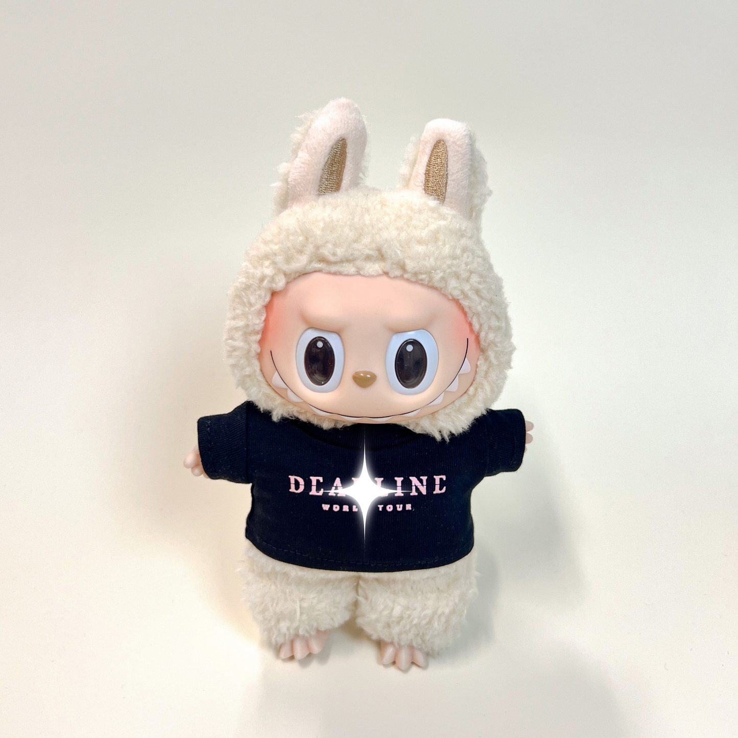 Labubu Concert Outfit Set – Black Tour Tee with Mini Fan Lightstick (2 Items)