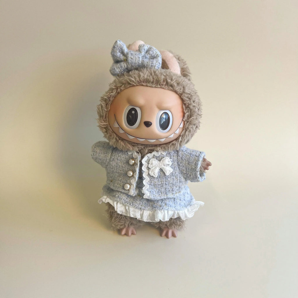 Labubu Tweed Dress Outfit – Pearl Button Style