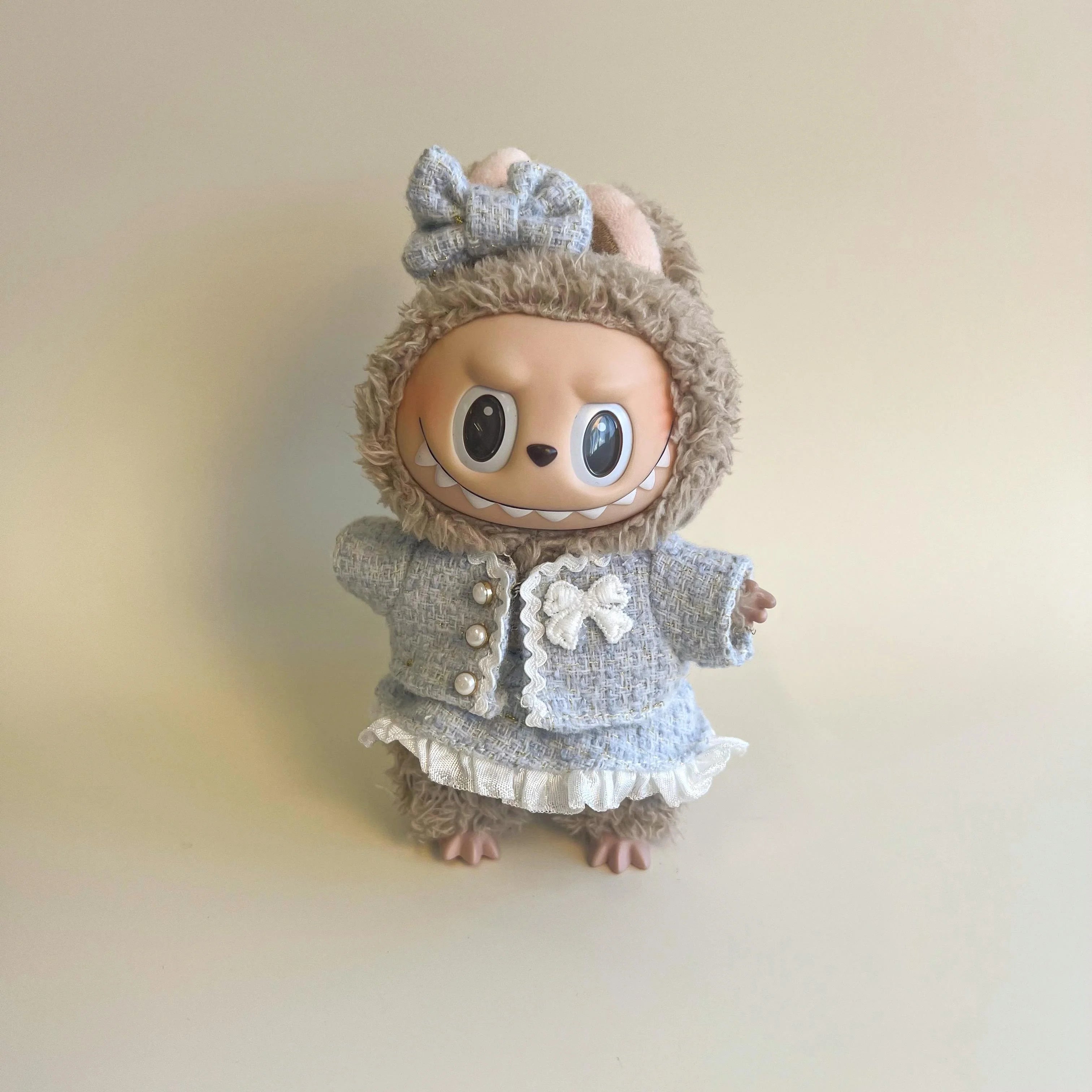 Labubu Tweed Dress Outfit – Pearl Button Style