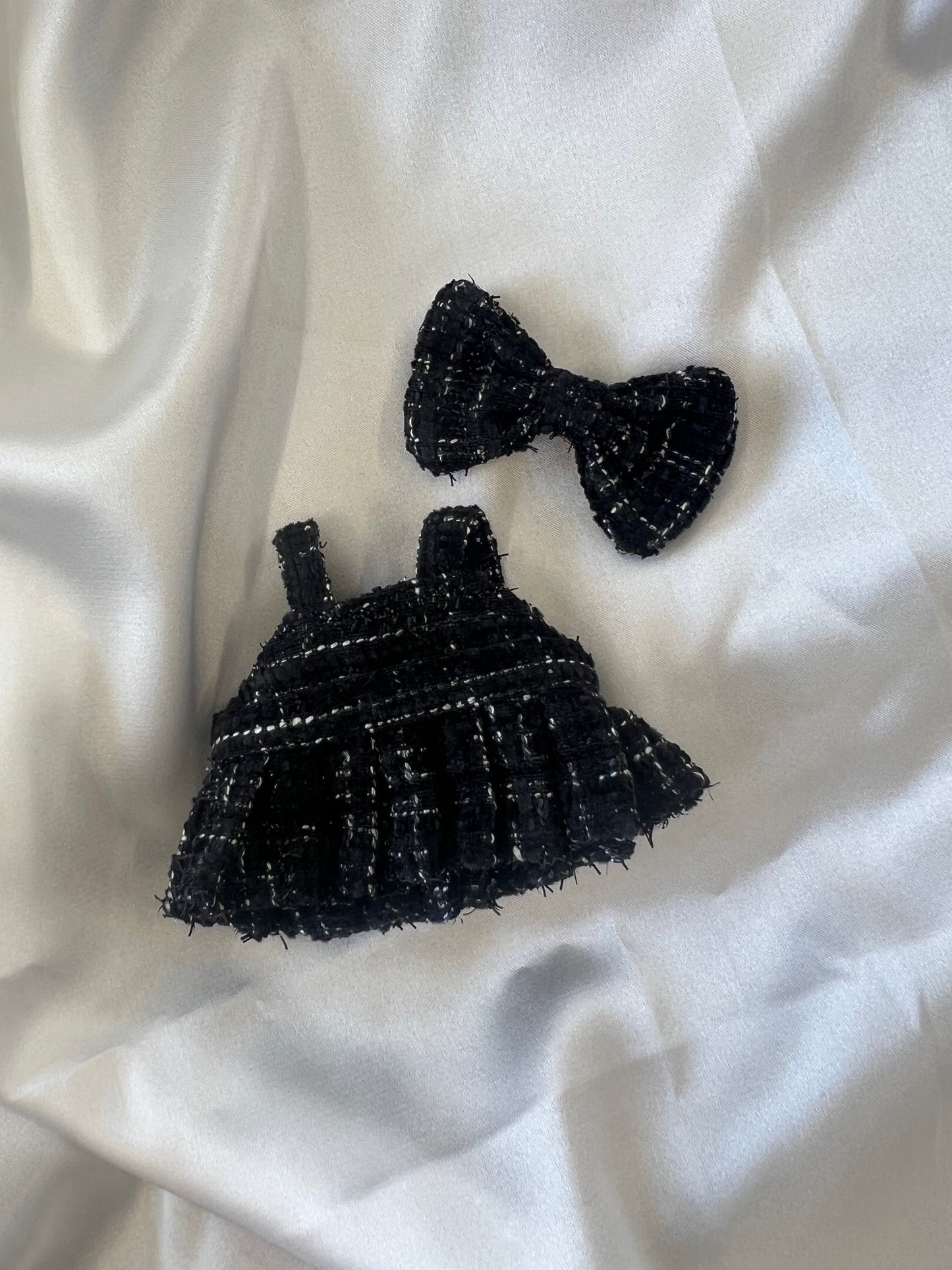 Labubu Premium Black Tweed Dress Set with Bow