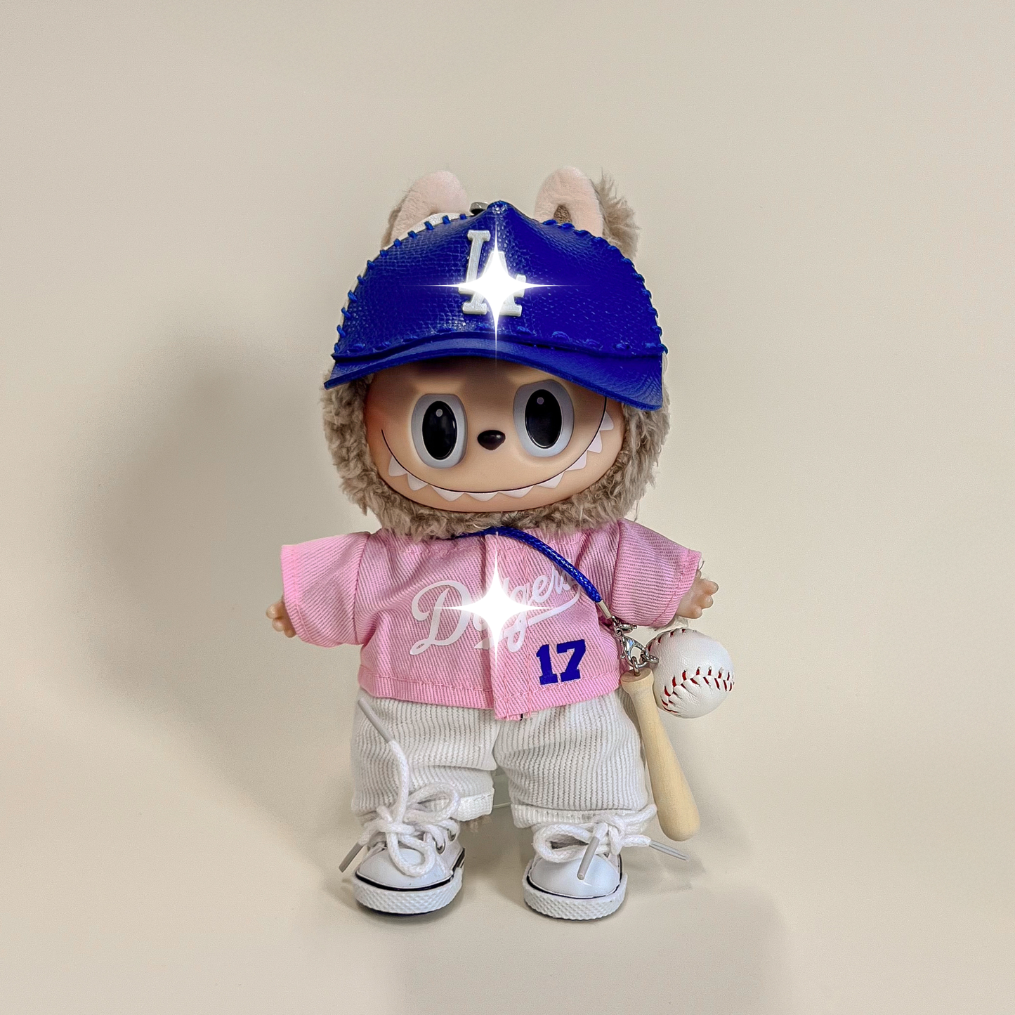 Labubu Baseball Outfit Set – Pink & Blue Sports Edition