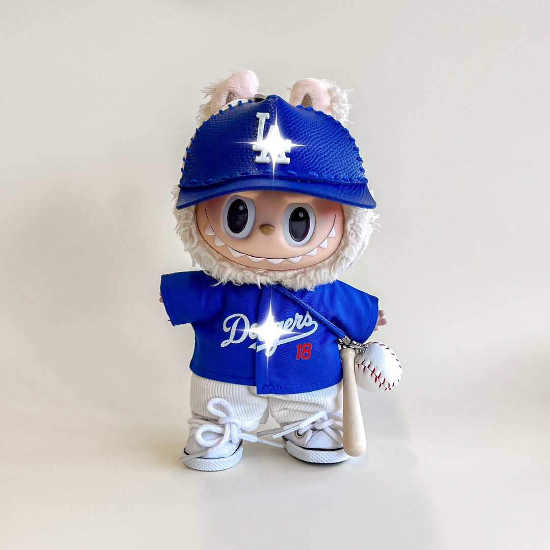 Labubu Baseball Outfit Set – Blue No. 18 Edition