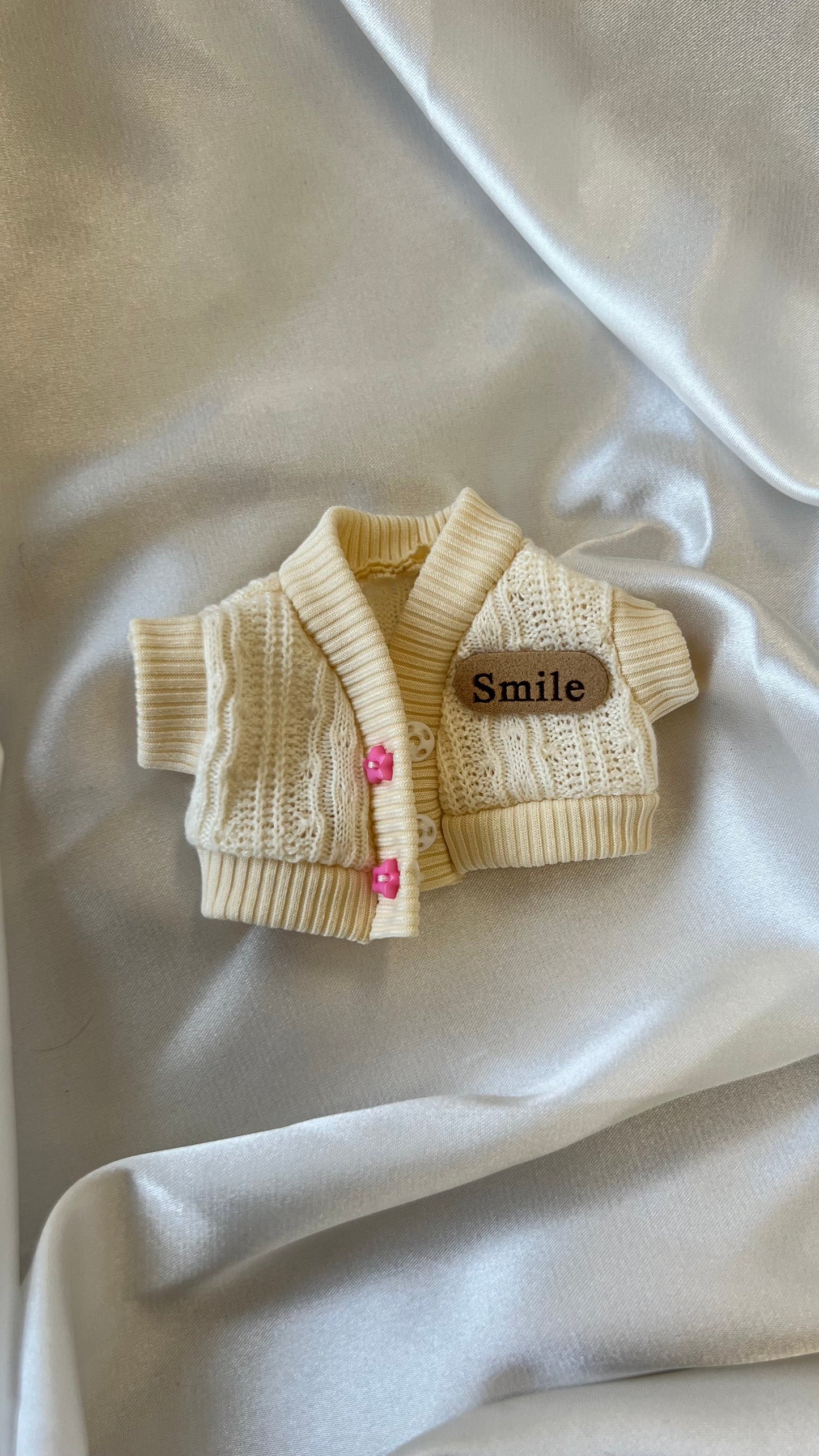 Labubu School Preppy Set - Cream Knit Cardigan & Plaid Skirt with Bow