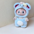 Labubu Elephant Outfit Set - Pink Hoodie & Blue Overalls