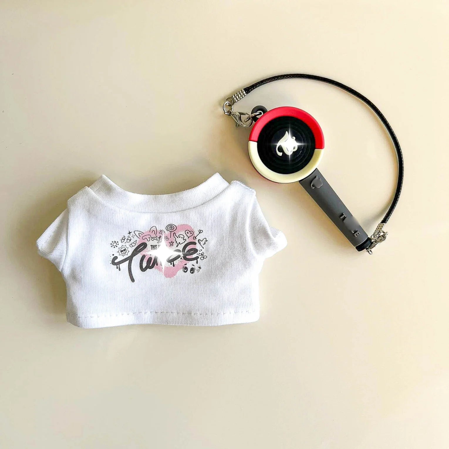 Labubu Pink Signal Idol Tee Outfit — With Mini Fan Lightstick (2 Items)