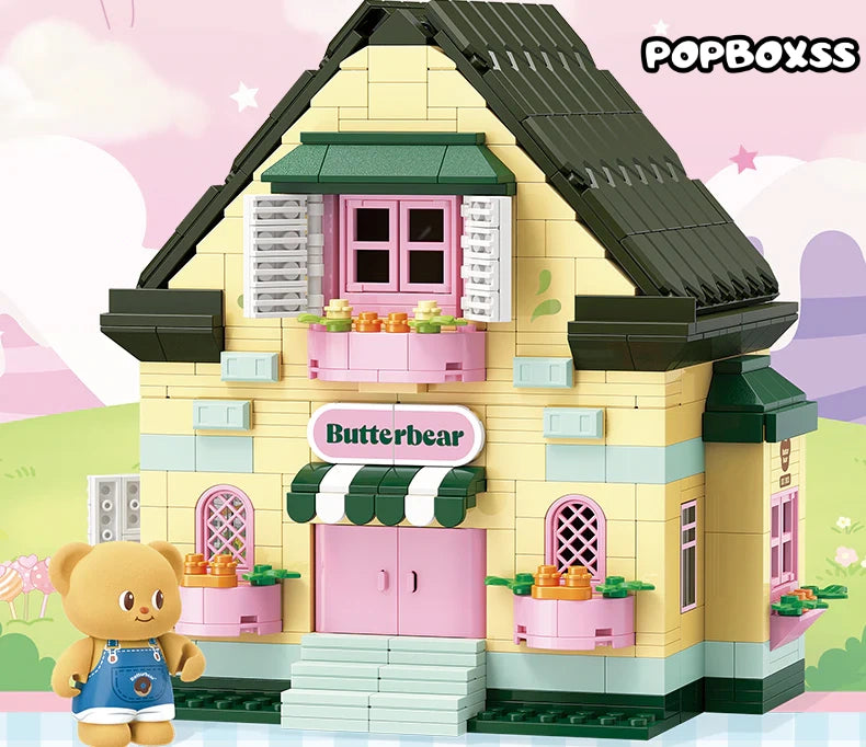 TOP TOY Butter Bear Home Projection Cottage Building Kit 600+Pcs