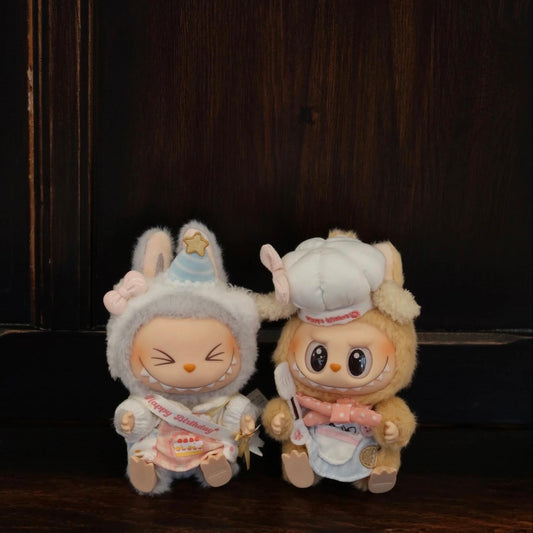 labubu baby clothes 10cm17cm sitting party first generation second generation labubu clothes suit butter cookies(No Dolls)