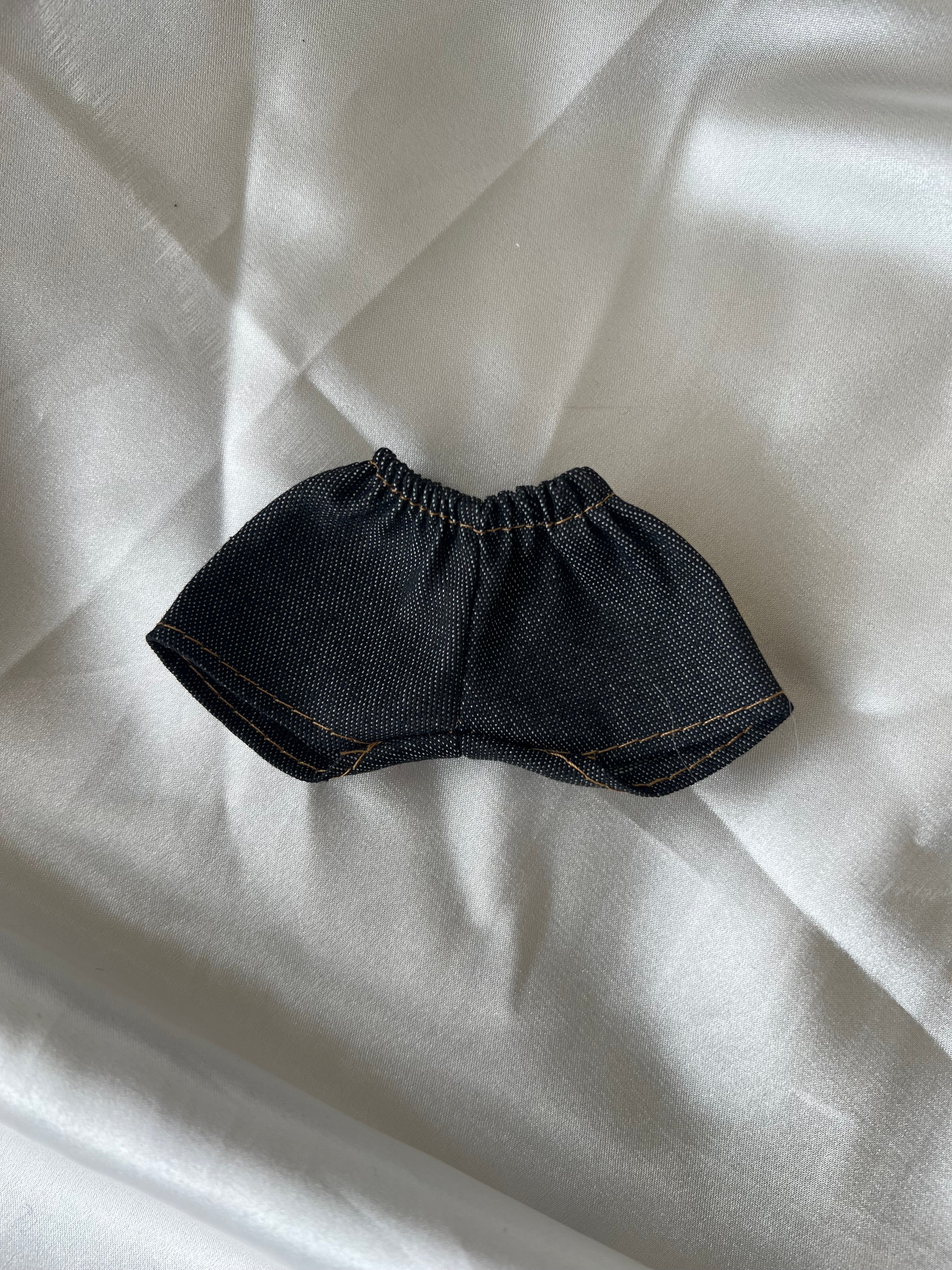 Labubu Streetwear Fashion Set - Black Designer Beanie & Denim Outfit