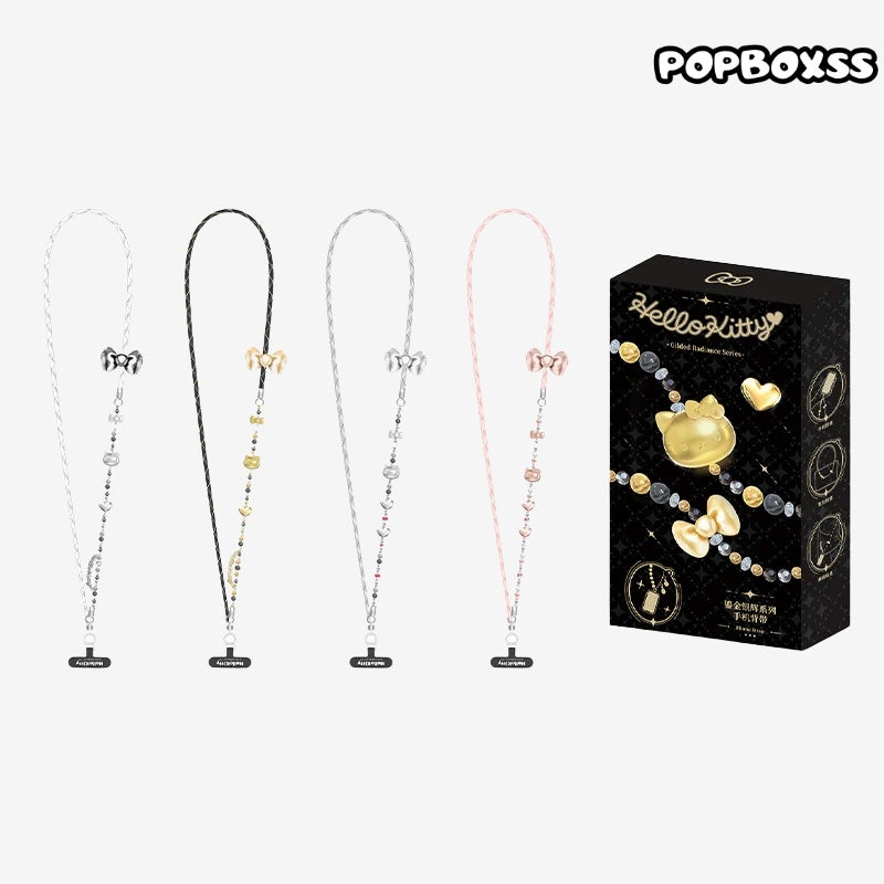 TOP TOY Hello Kitty Gold Glitter Phone Charms – Phone Strap. Mini Charm & Shoulder Lanyard