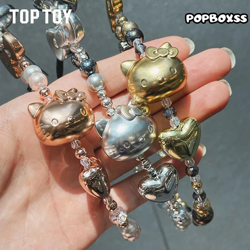 TOP TOY Hello Kitty Gold Glitter Phone Charms – Phone Strap. Mini Charm & Shoulder Lanyard