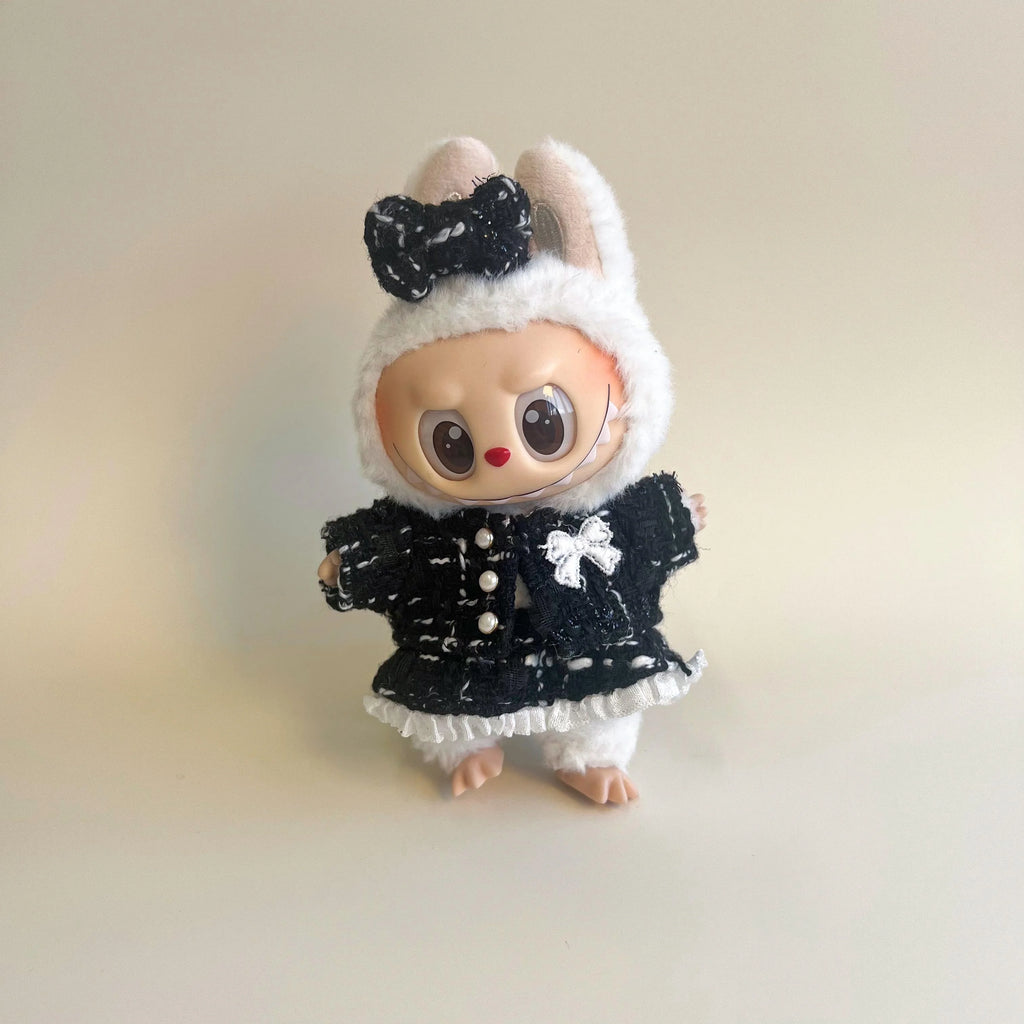 Labubu Tweed Dress Outfit – Pearl Button Style