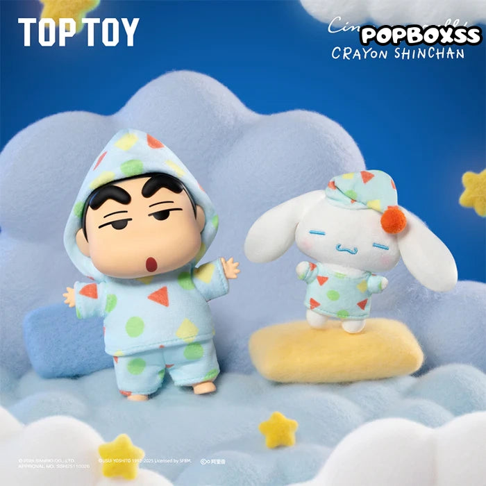 TOP TOY Cinnamoroll X CRAYON SHINCHAN Amusement Dreamland Series Viny and Plush Combo Keychain Blind Box