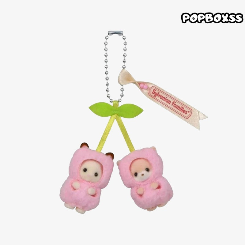 Sylvanian Families Chocolate Rabbit & Fennec Baby Cherry Keychain