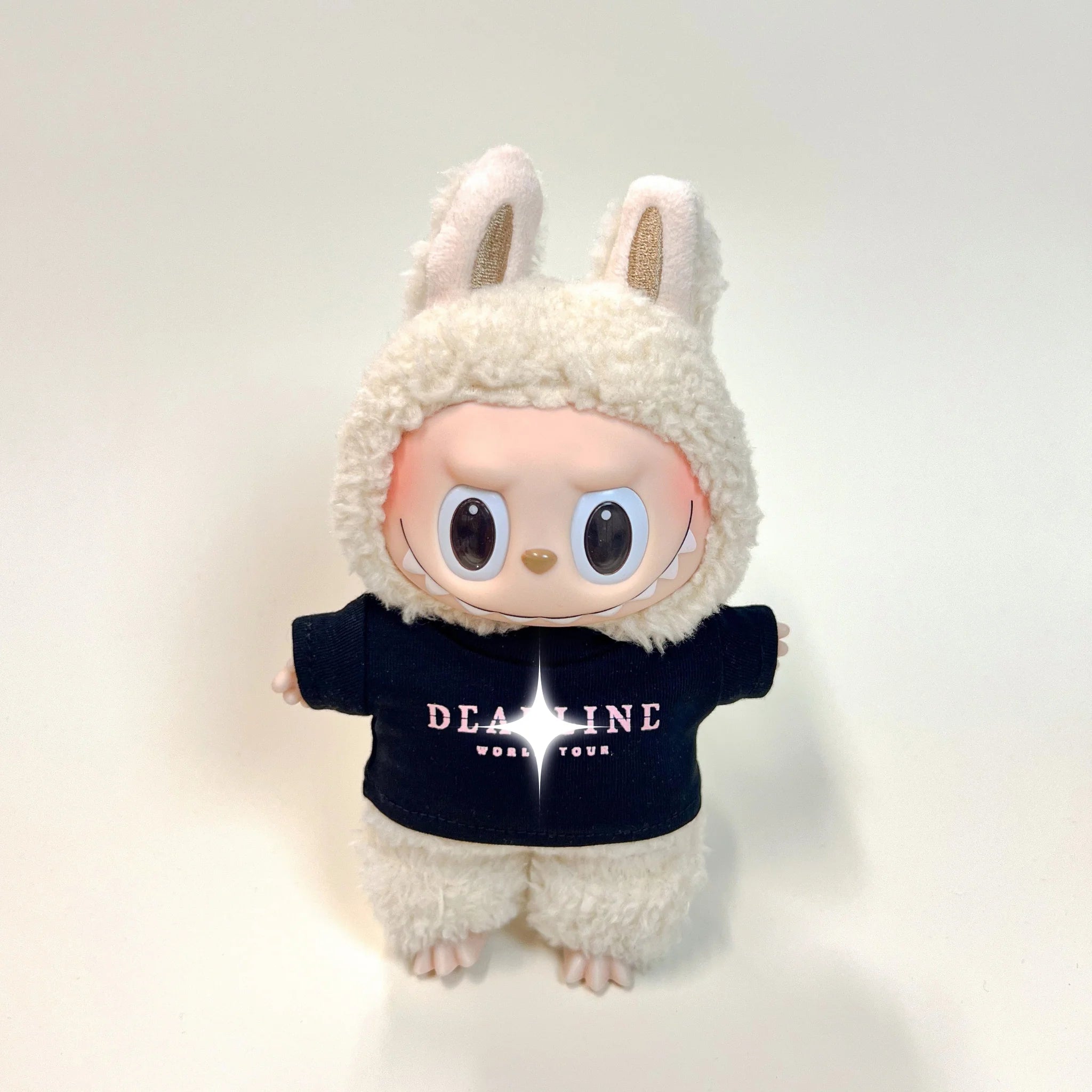 Labubu Concert Outfit Set – Black Tour Tee with Mini Fan Lightstick (2 Items)