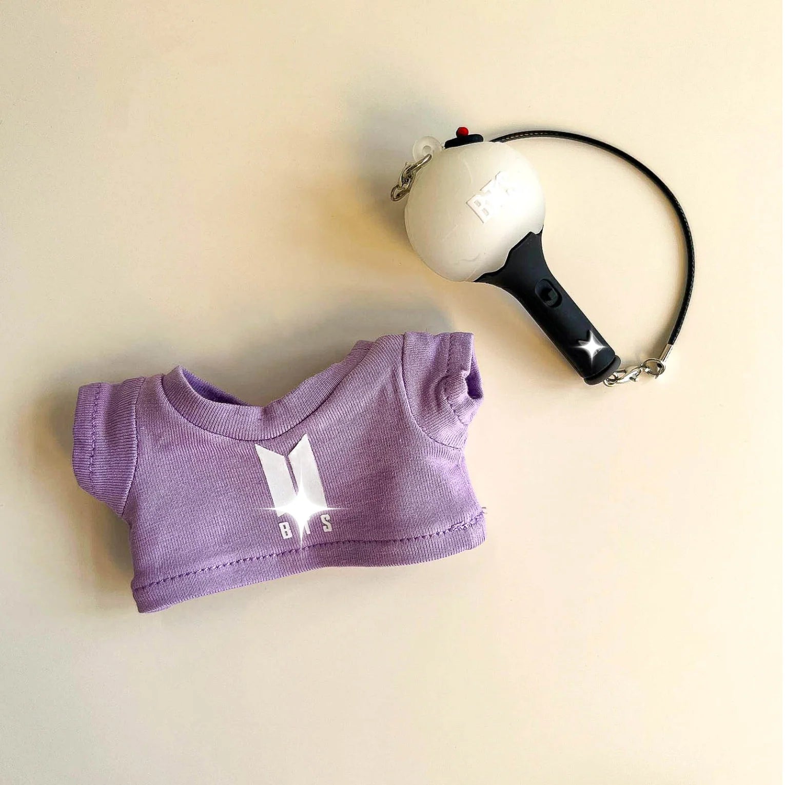 Labubu Bullet Proof Idol Tee Outfit (White Logo) — With Mini Fan Lightstick (2 Items)