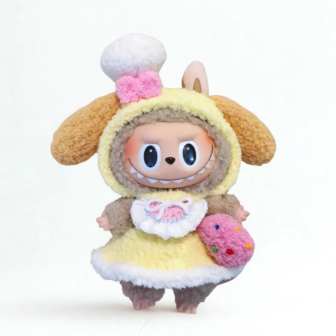Labubu Pastry Pup Chef Outfit Set – Yellow Dress & Pink Sprinkle Bag