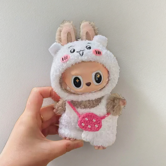 Labubu Chiikawa Costume Set - White Character Costume with Pink Purse