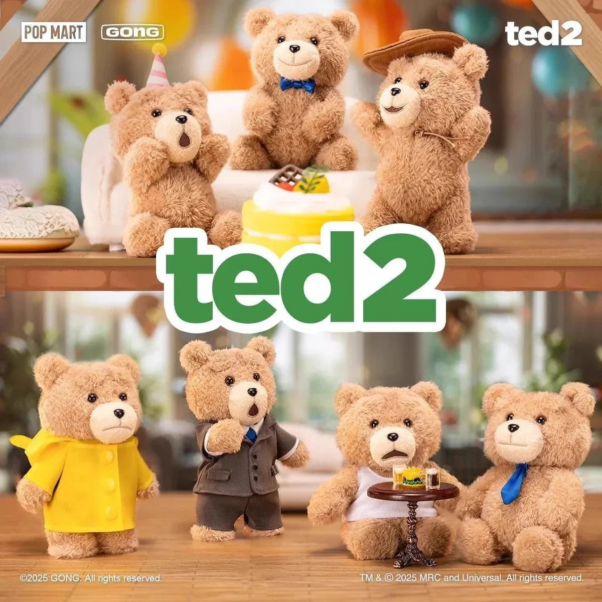 POP MART Ted2 Bear Plush Pendant Action Figures. Blind Box