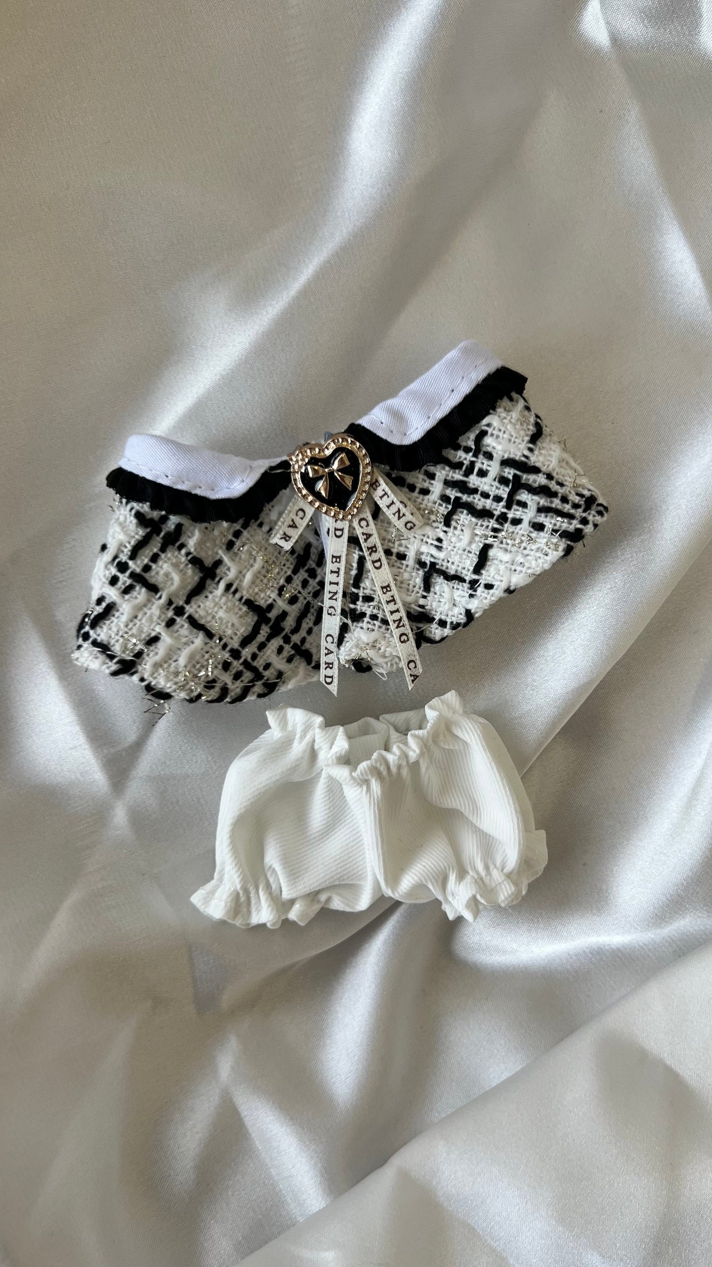 Labubu Classic Tweed Costume Set - Black and White with Matching Beret