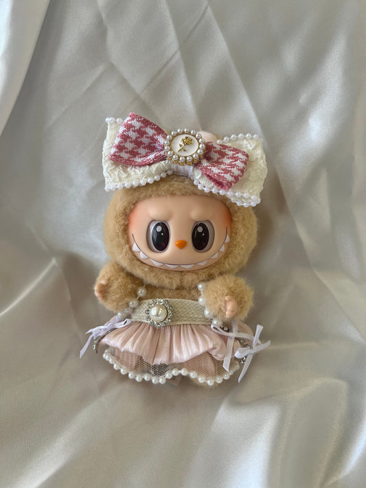 Labubu Elegant Pearl Tutu Set with Bow Headband